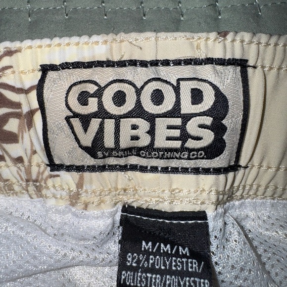 Good Vibes Beige/Brown 3 way stretch tropical swim Shorts. Size M. NWT - Picture 8 of 16
